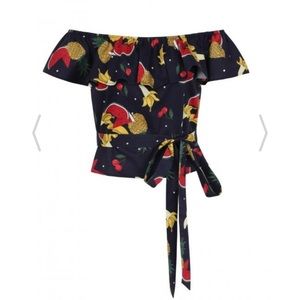 Collectif Mainline Marietta Polka Fruit Frill Top